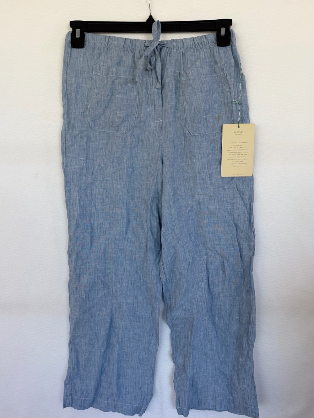 NEW Trovata Birds of Paradis Blue Linen drawstring pants